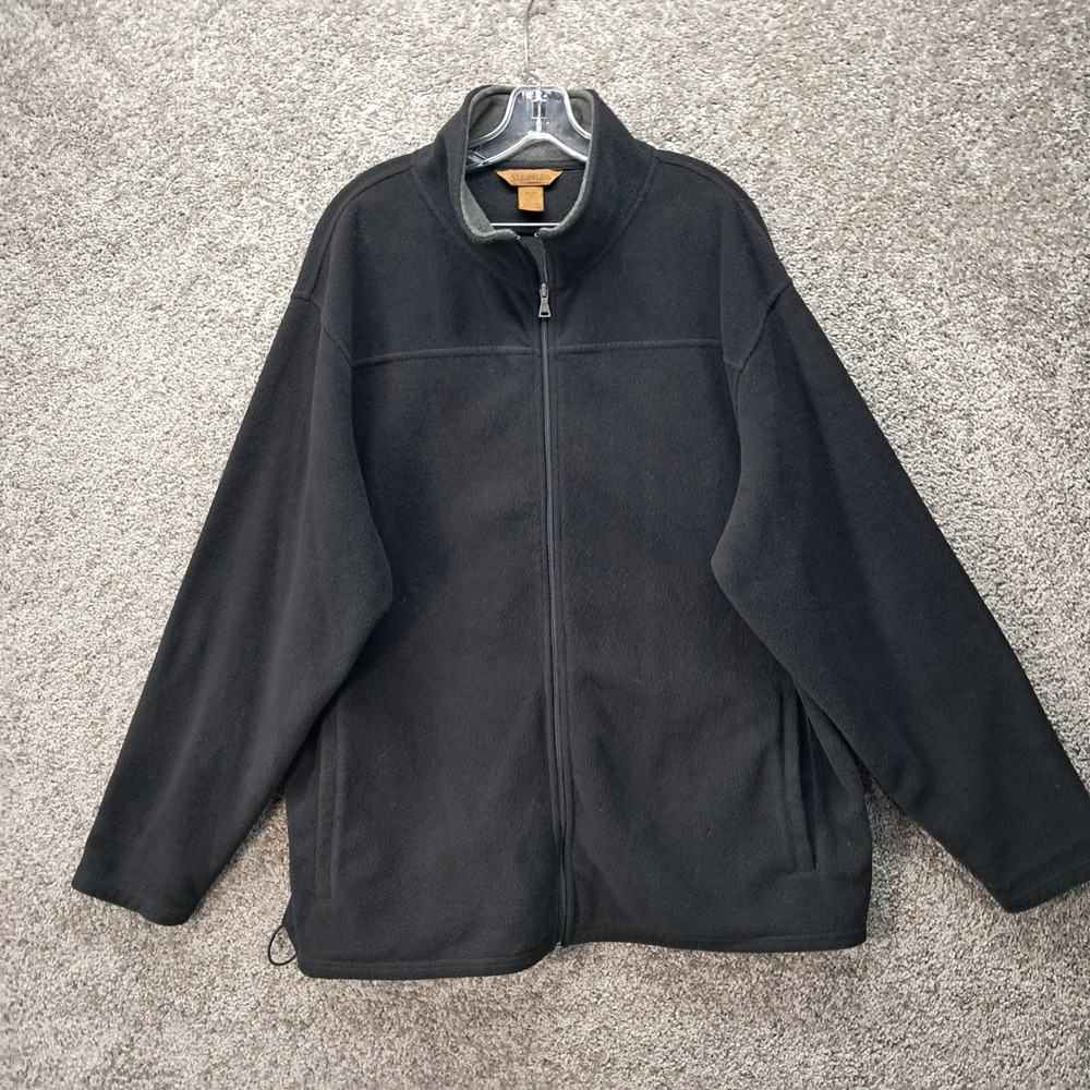 St. Johns Bay Mens 2XL Black Full Zip Fleece Jacket Mock Neck Soft Warm Coat